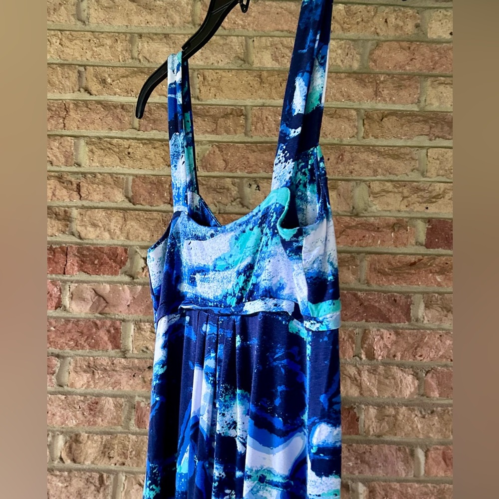 TART Lynelle Blue Wave Maxi Dress Modal Stretch Sleeveless Dress Comfort | Sz M - Picture 8 of 11